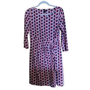 Talbots Womens Size Medium Multicolor Geometric Print Ponte Sheath Dress